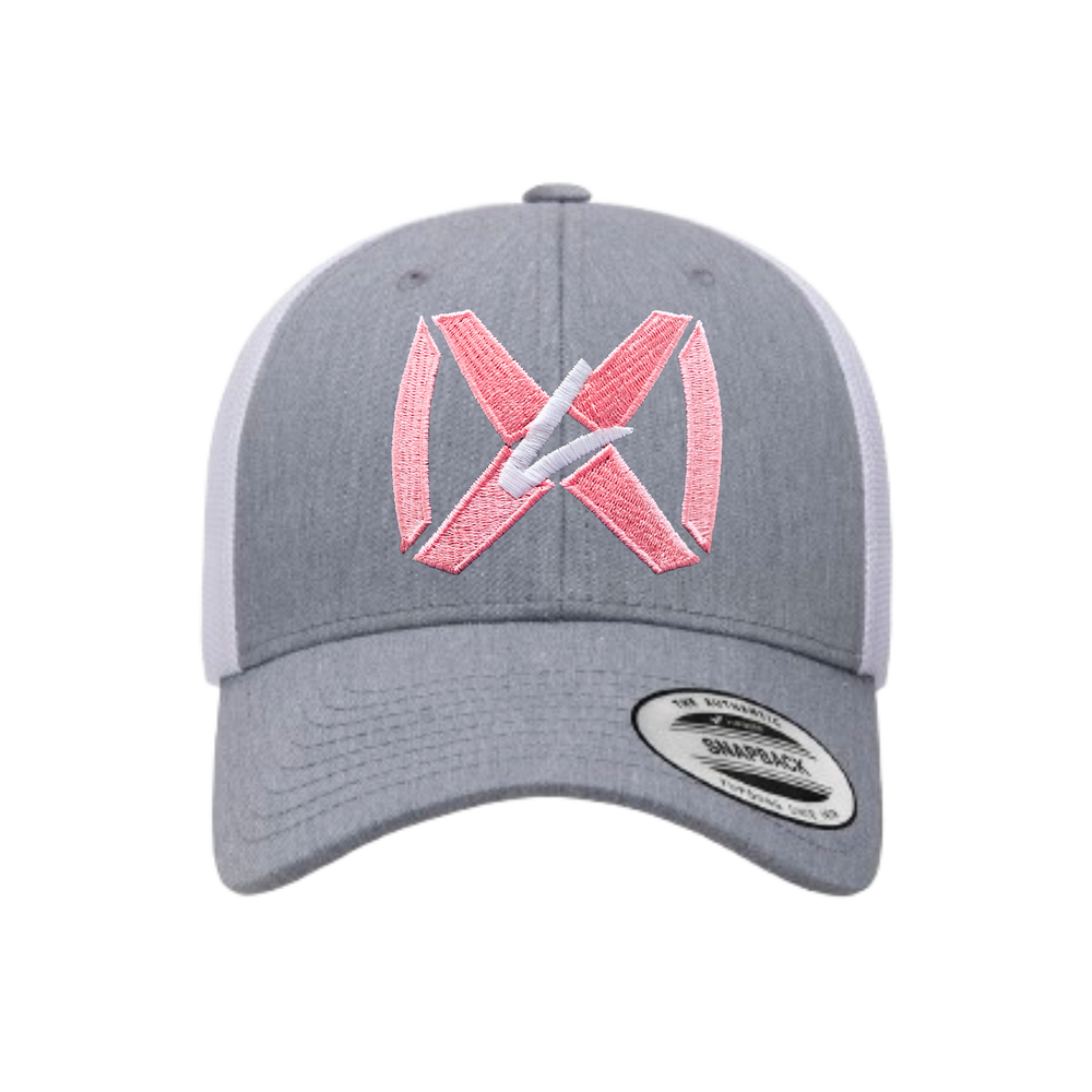 R112 Heather Gray/White - Pink Collar