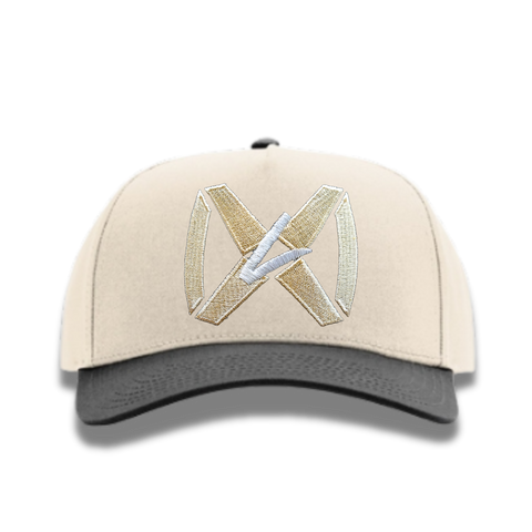Fabric 5 Panel Cream/Black - Gold Collar