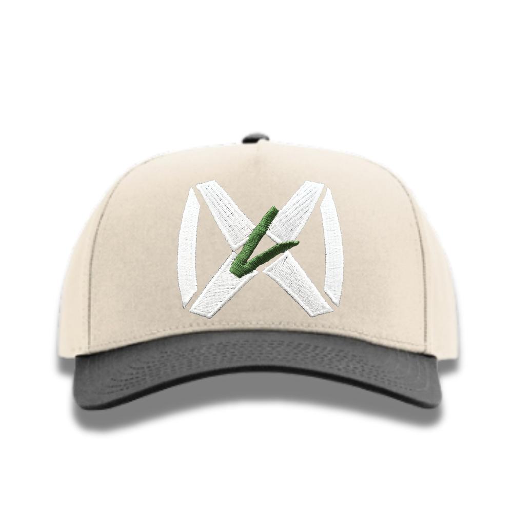 Fabric 5 Panel Cream/Black - White Collar