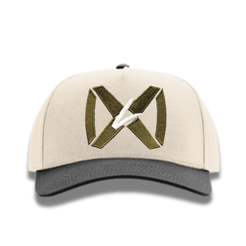 Fabric 5 Panel Cream/Black - Green Collar