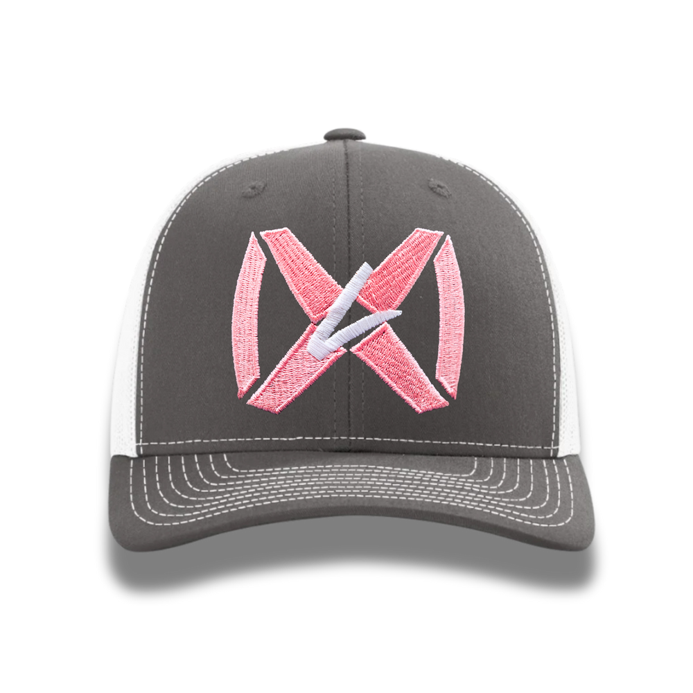 Charcoal Gray/White - Pink Collar