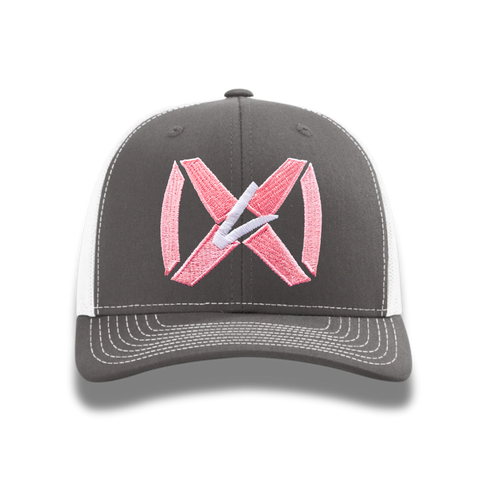 Charcoal Gray/White - Pink Collar
