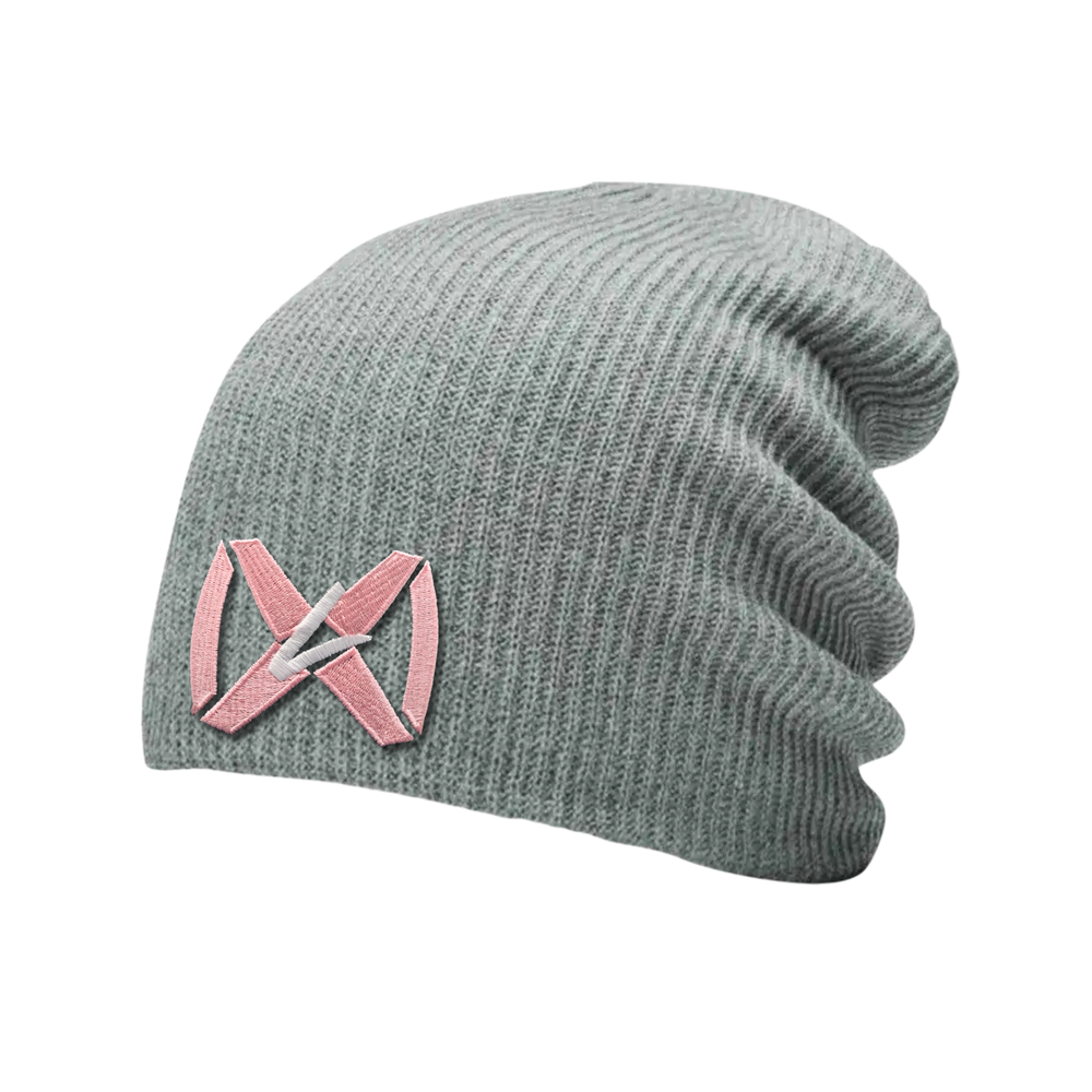 Heather Gray Beanie - Pink Collar